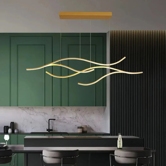 LED Pendelleuchte in Wellenform, modern und dimmbar, für Esszimmer