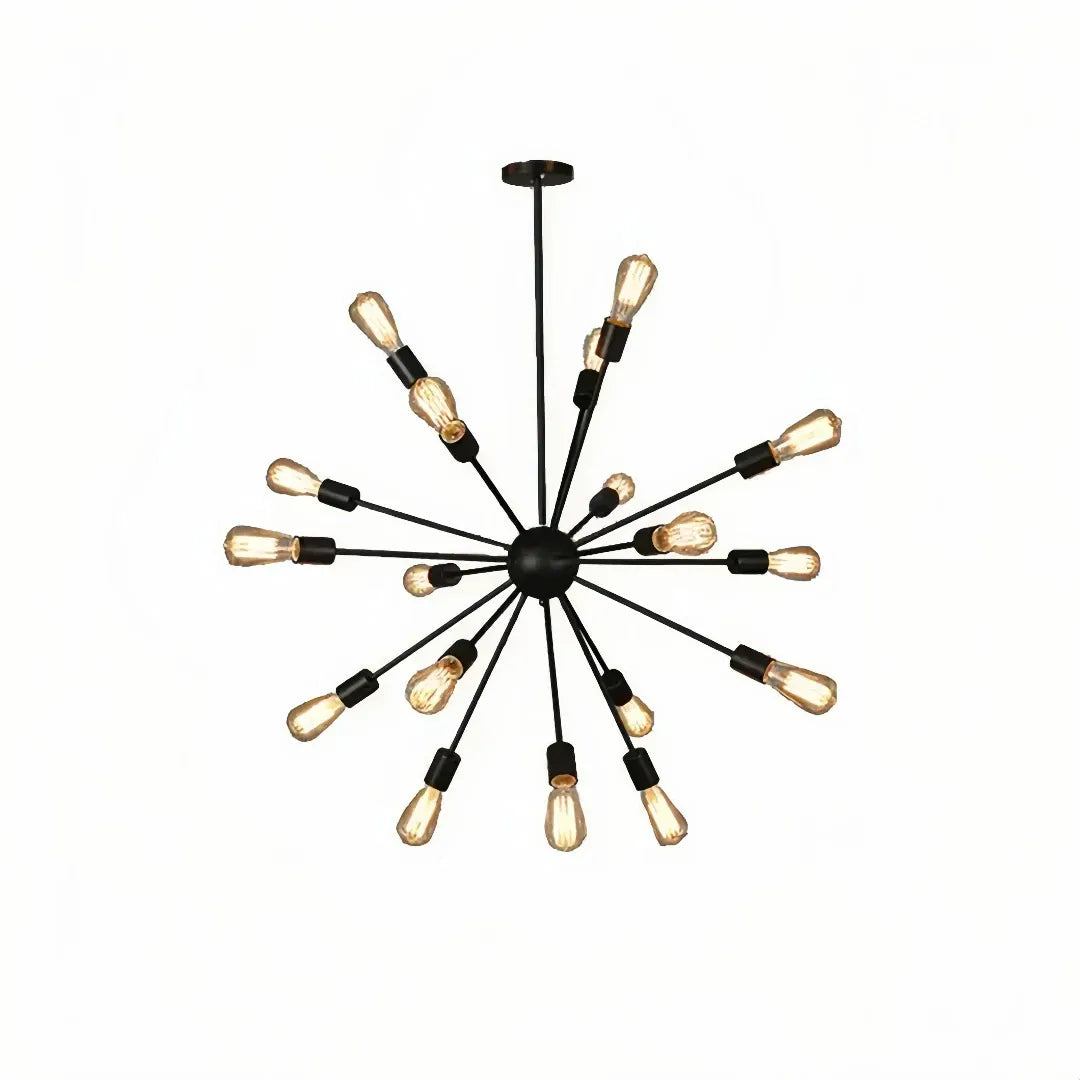 Sputnik Kronleuchter im Industrial-Stil aus schwarzem Metall