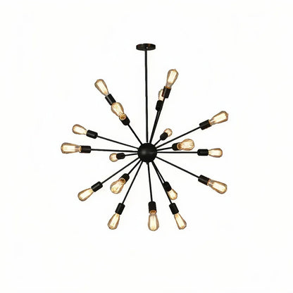 Sputnik Kronleuchter im Industrial-Stil aus schwarzem Metall