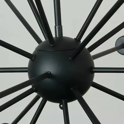 Sputnik Kronleuchter im Industrial-Stil aus schwarzem Metall